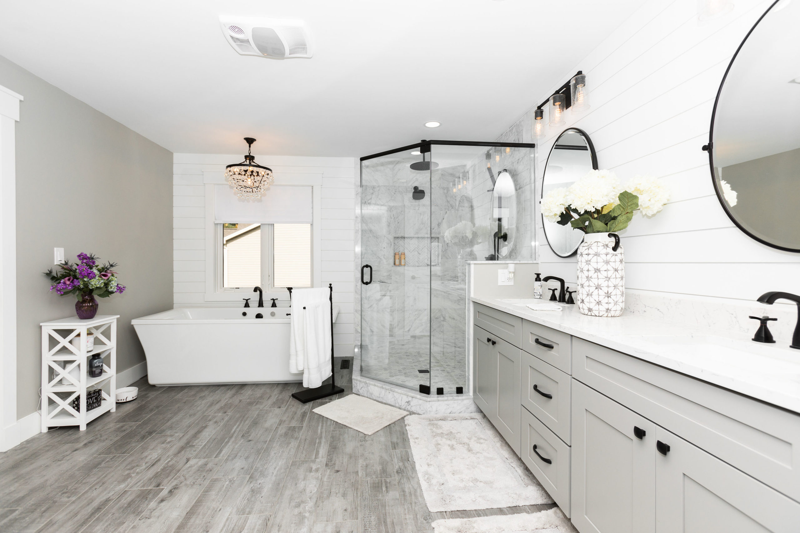 White Modern Farmhouse Bathroom Remodel | Capitol Kitchens & Baths
