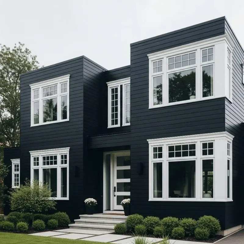 13 Stunning Black House With White Trim Ideas That Never Go Out of Style - Homes & Exterior