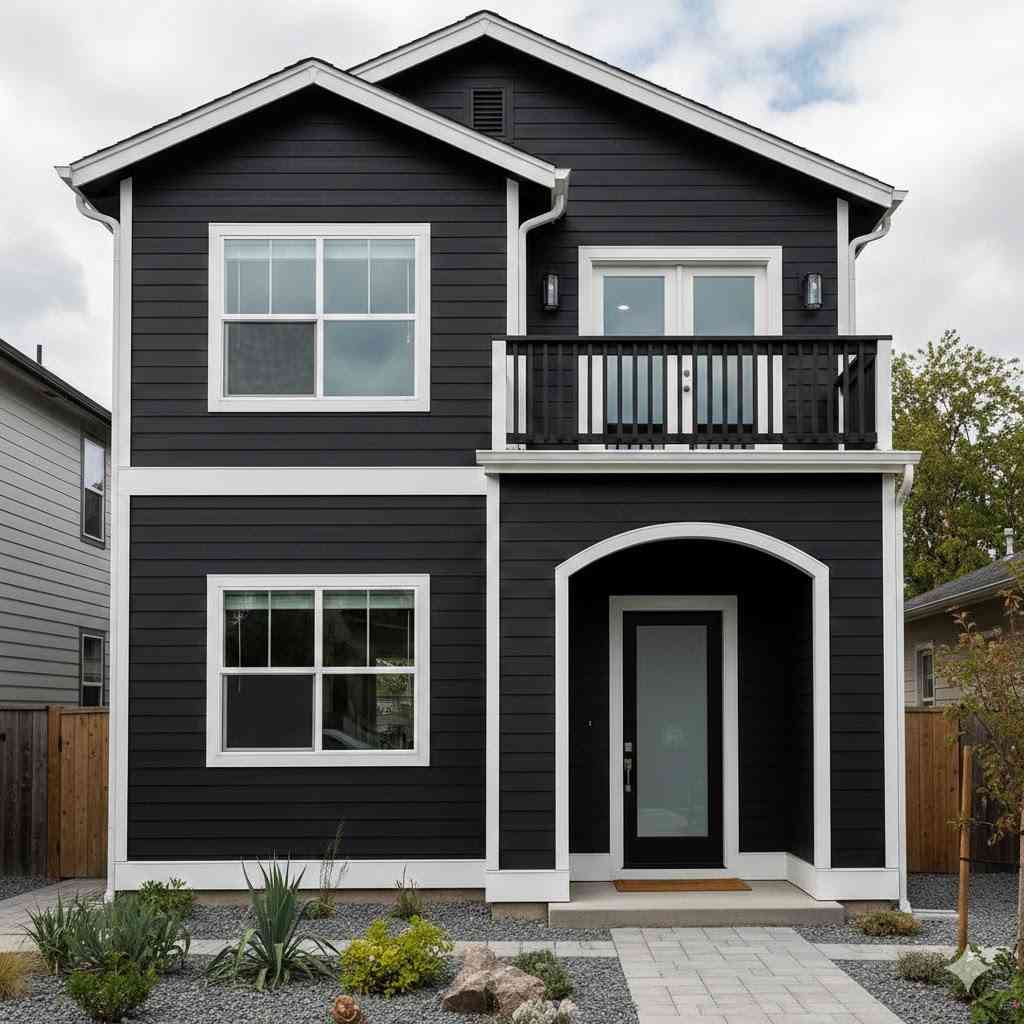 13 Stunning Black House With White Trim Ideas That Never Go Out of Style - Homes & Exterior