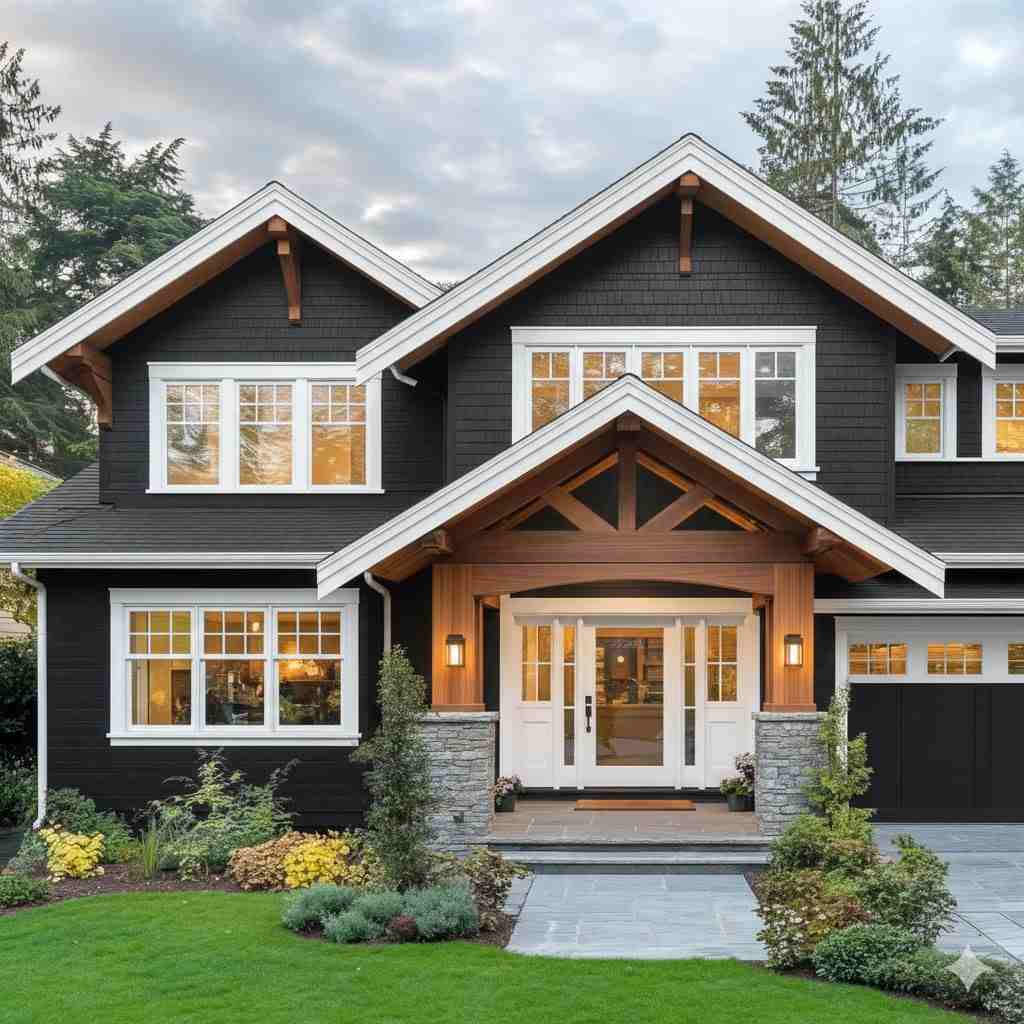13 Stunning Black House With White Trim Ideas That Never Go Out of Style - Homes & Exterior