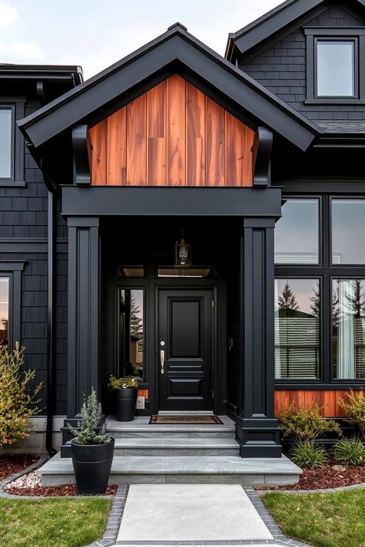 22 Black House Ideas With Cedar Accents: Warm Exterior Contrast - Lost At E Minor