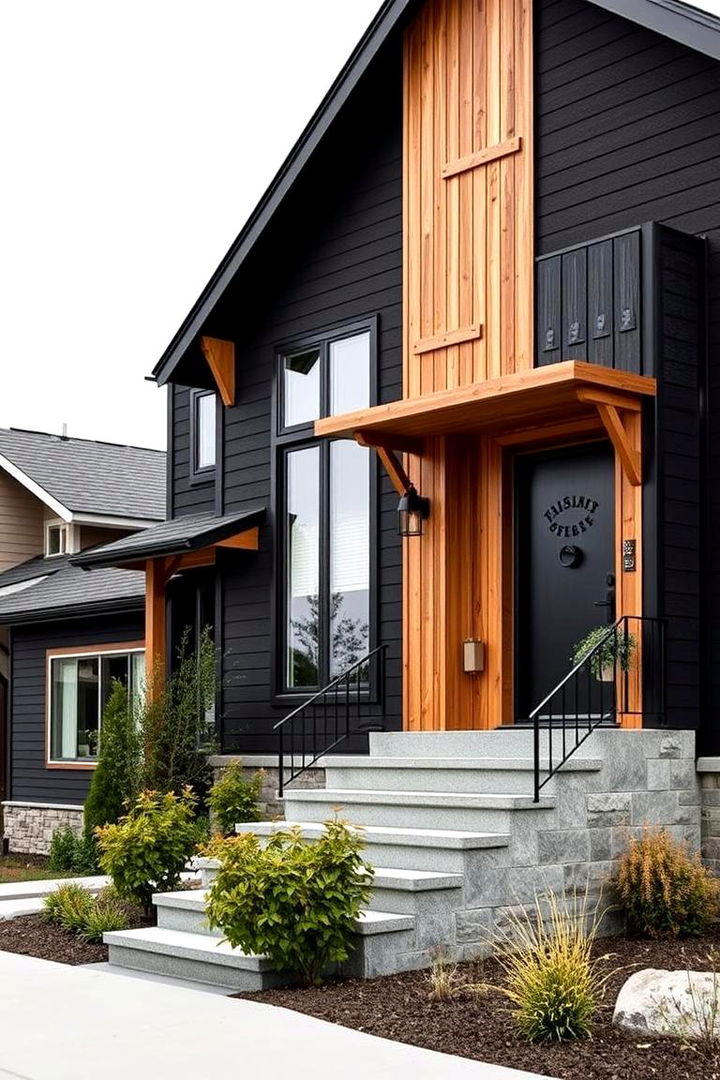 22 Black House Ideas With Cedar Accents: Warm Exterior Contrast - Lost At E Minor