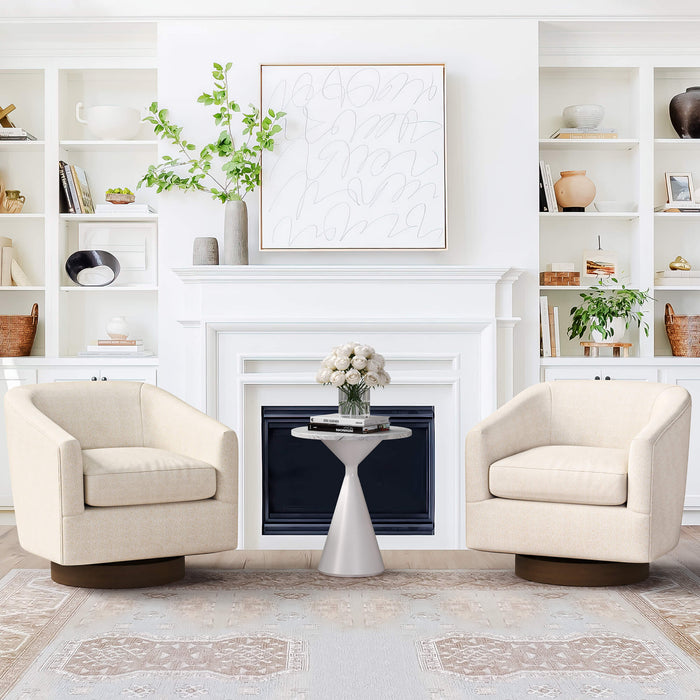 360° Swivel Upholstered Accent Chair, Fabric Single Sofa with Back and Armrest — LUE BONA®