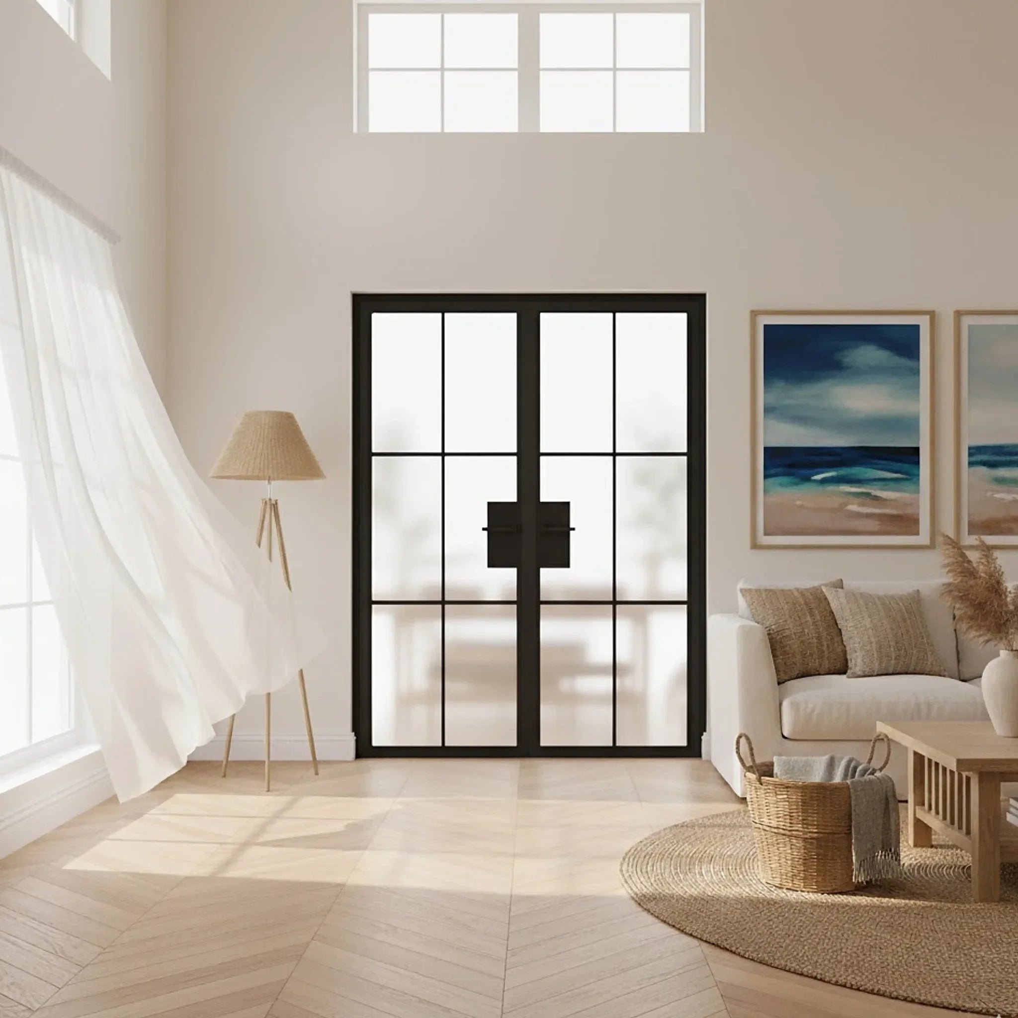 6 Lite Interior Steel French Double Door Clear Glass | Alpada 60'W x 96'H