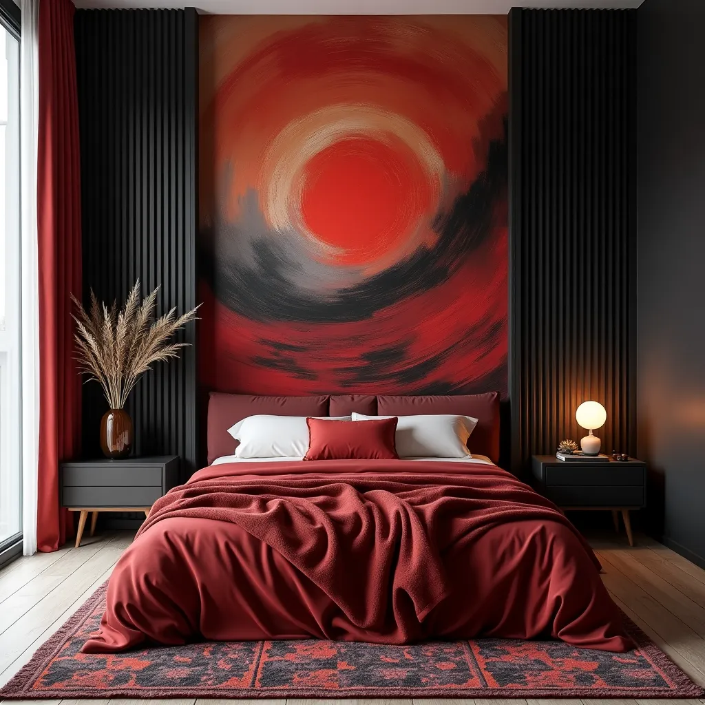 Black and Red Bedroom Walls Ideas - HomeDesignsAI
