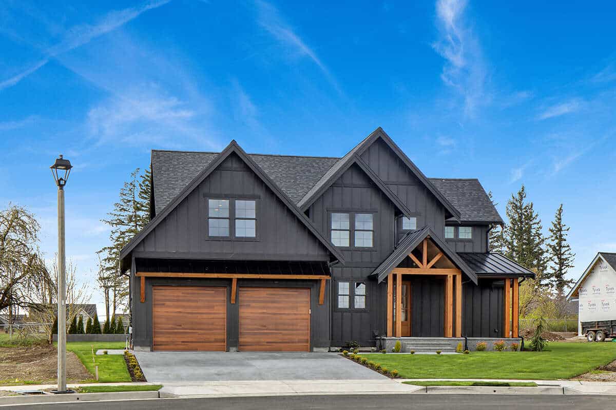 Black House with Wood Accents (Including Cedar): Design Ideas & Paint Colors – Welsh Design Studio