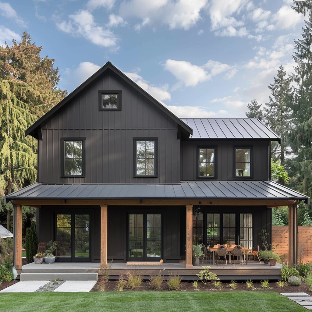 Black House with Wood Accents (Including Cedar): Design Ideas & Paint Colors – Welsh Design Studio