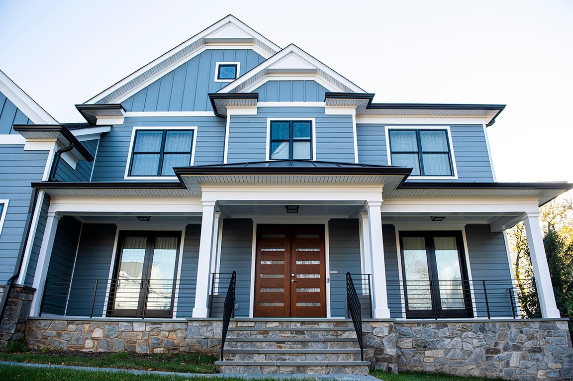 Black Windows Elevate Blue Farmhouse | Pella Washington, DC