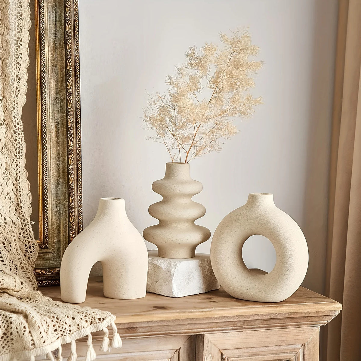 Boho Ceramic Vase Set for Home Decor – Homm Living