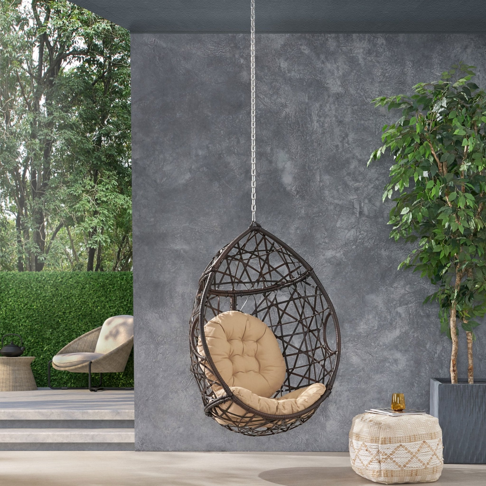 Celestia Outdoor Hanging Chair with 8ft Chain and Egg Shape - Pier 1