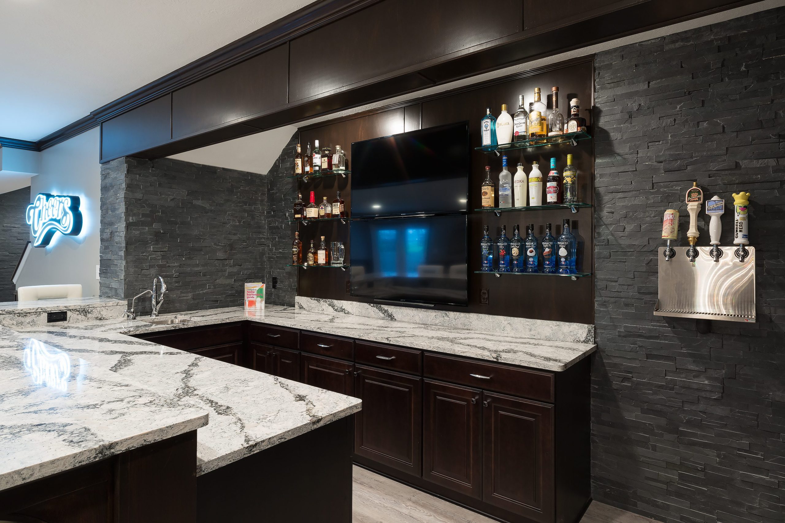 Chic Basement Lounge - Worthington Design & Remodeling