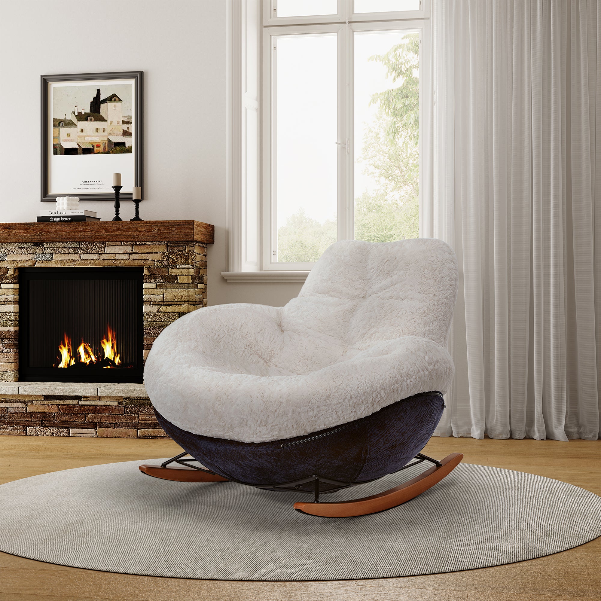 Comfy Off White Rocking Lounge Chair For Living Room|Eureka Ergonomic