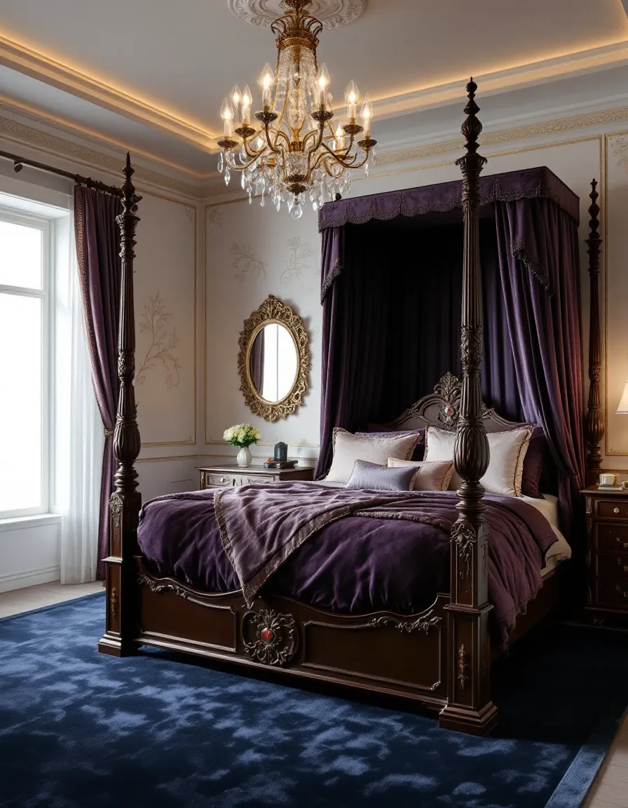 Four-poster Canopy Bed With Velvet Emerald Green Bedding Inspiration | Muse by Wayfair