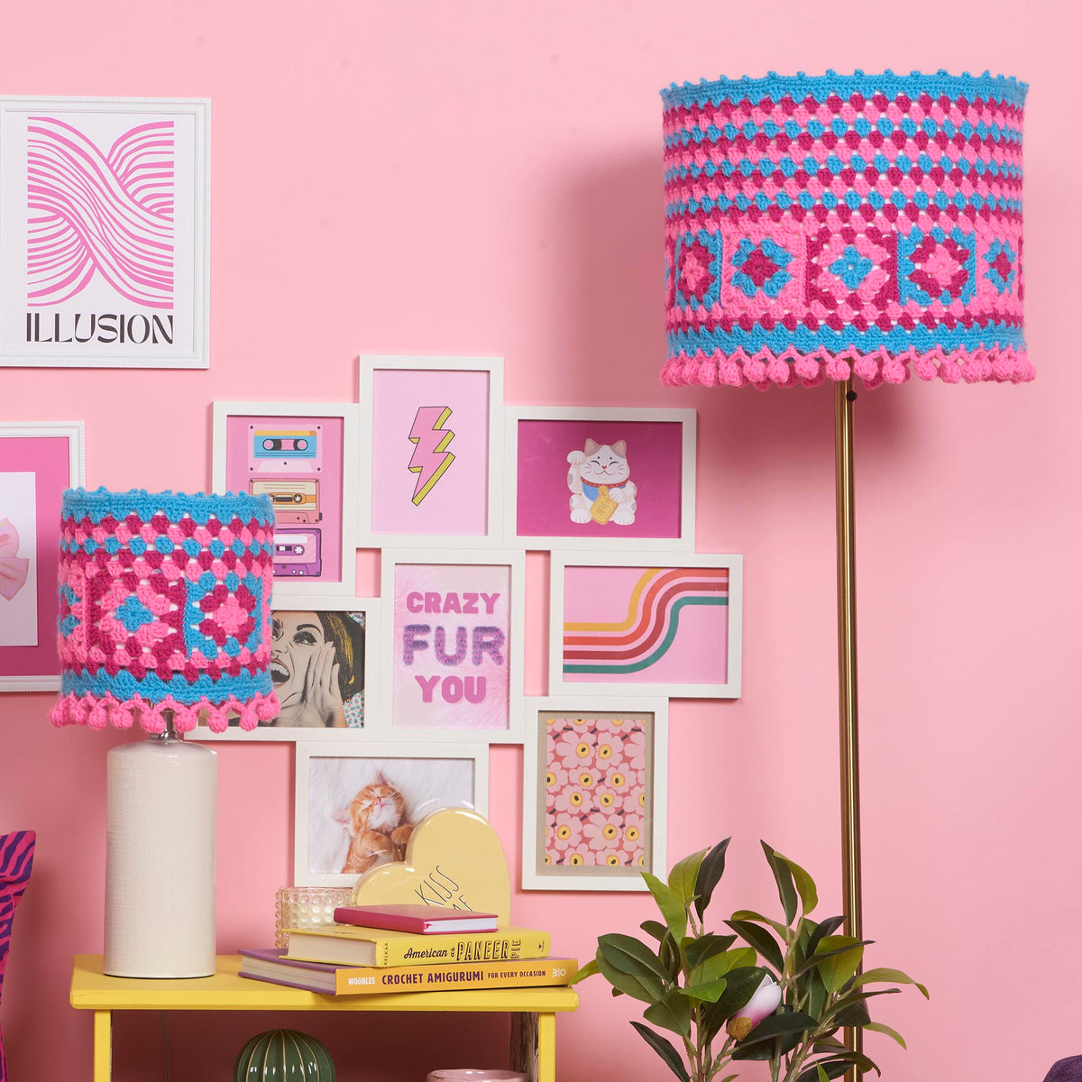 Free Easy Red Heart Throwing Shade Crochet Lampshade Pattern | Yarnspirations