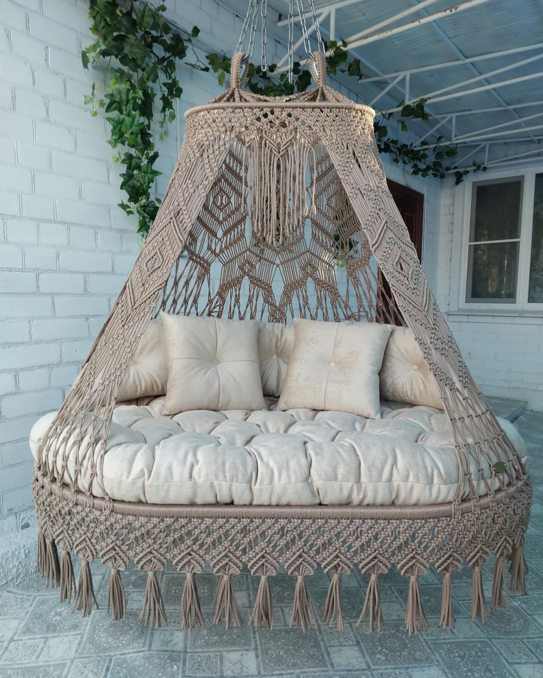 Handmade Macrame Hanging Indoor And Outdoor Swing Chair buy online | SN Handicrafts – S. N. Handicrafts