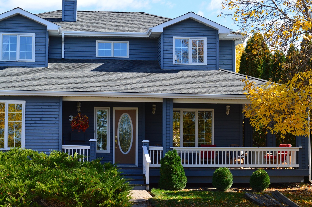 house, home, residence, real estate, property, mortgage, exterior, housing, suburban, neighborhood, residential, blue, front porch, real estate, real estate, real estate, real estate, real estate, nei