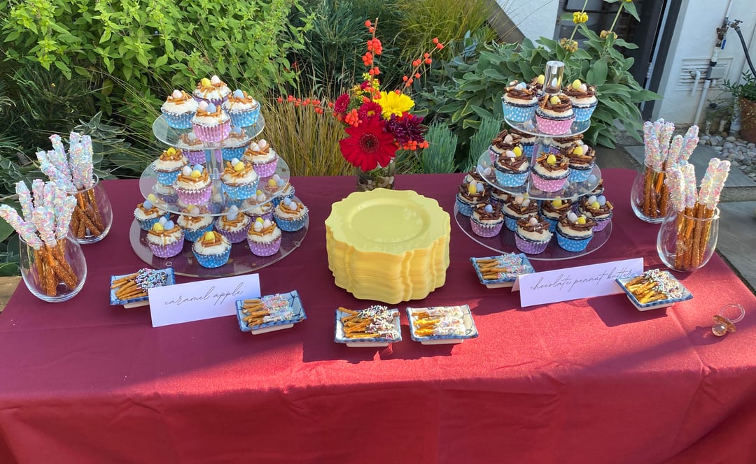 I made a baby shower dessert table! And discovered my new favorite frosting method. : r/Baking