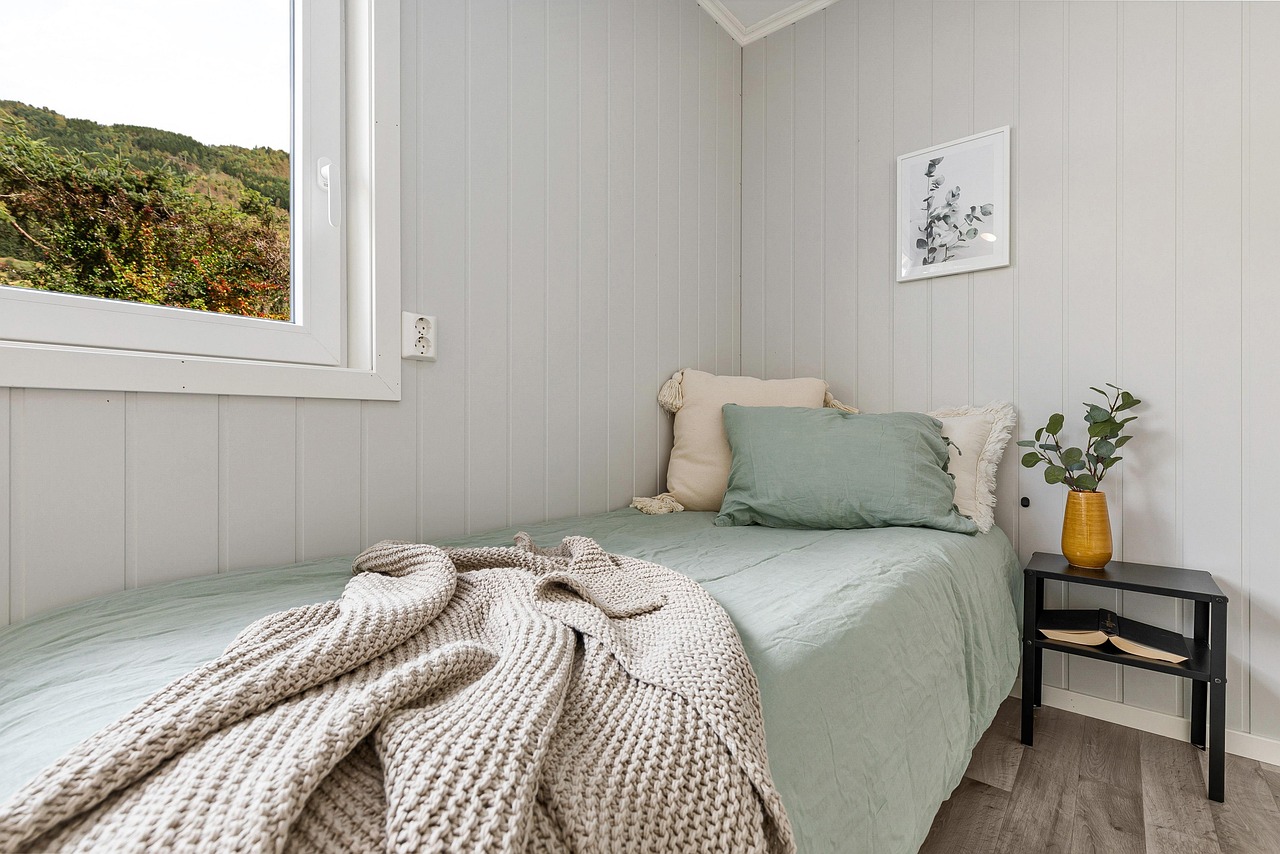 interior design, bedroom, furniture, room, interior, bed, home decoration, home decor, home, house, real estate, nature, modern, decor, luxury, blanket, pillow, plant, view, window, art, design