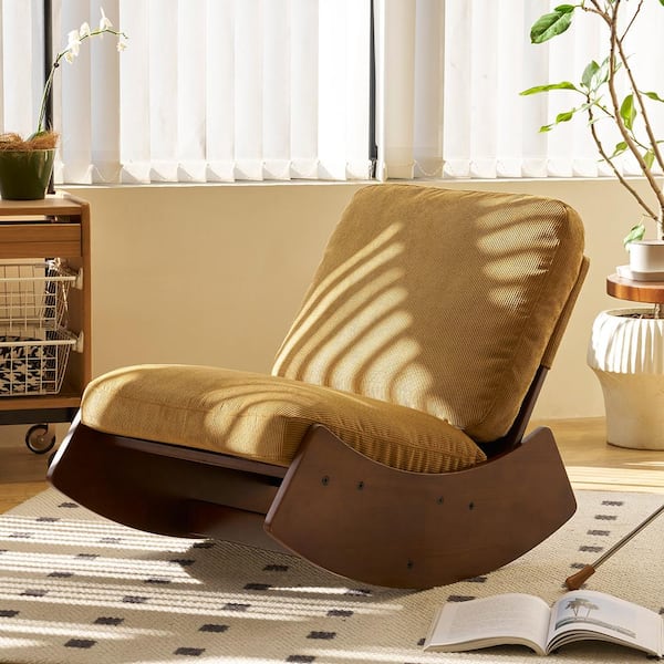 JUJABU Orange Solid Wood Frame Comfortable Glider Rocking Chair for Bedroom, Living Room FA8-414