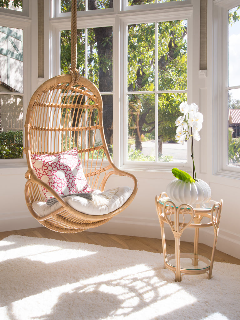 Kouboo Hanging Rattan Swing Chair with Seat Cushion