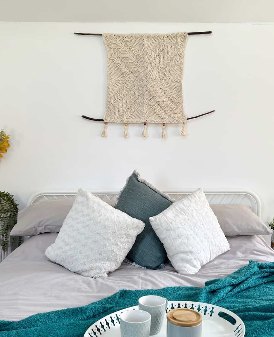 Modern Crochet Wall Hanging (made from 4 cable squares) | HanJan Crochet