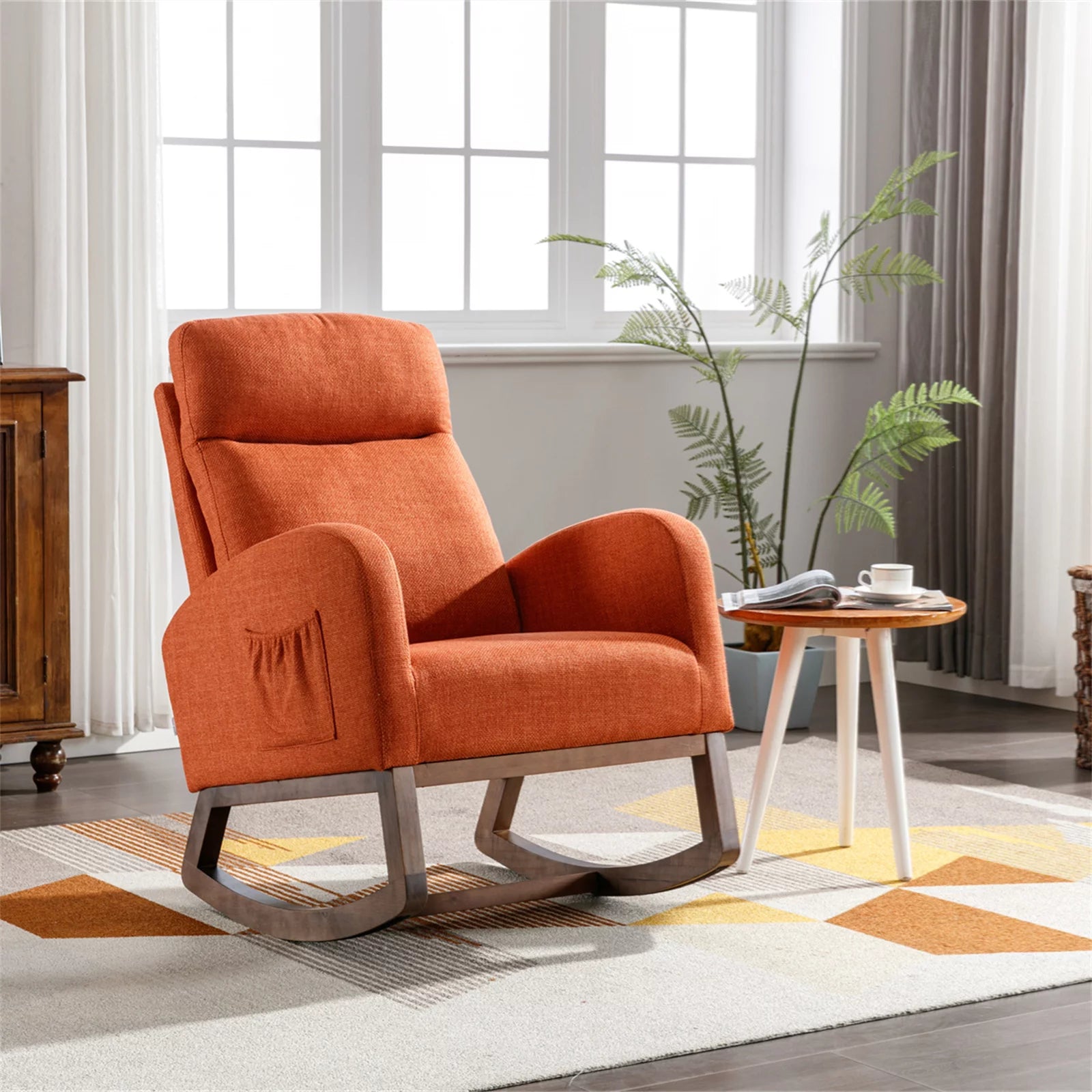 Modern Rocking Chair Nursery Upholstered Glider Chair with Side Pocket – tripletreebrands