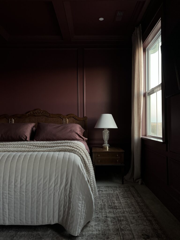 Our Burgundy Modern Vintage Bedroom Before and After | Our Aesthetic Abode