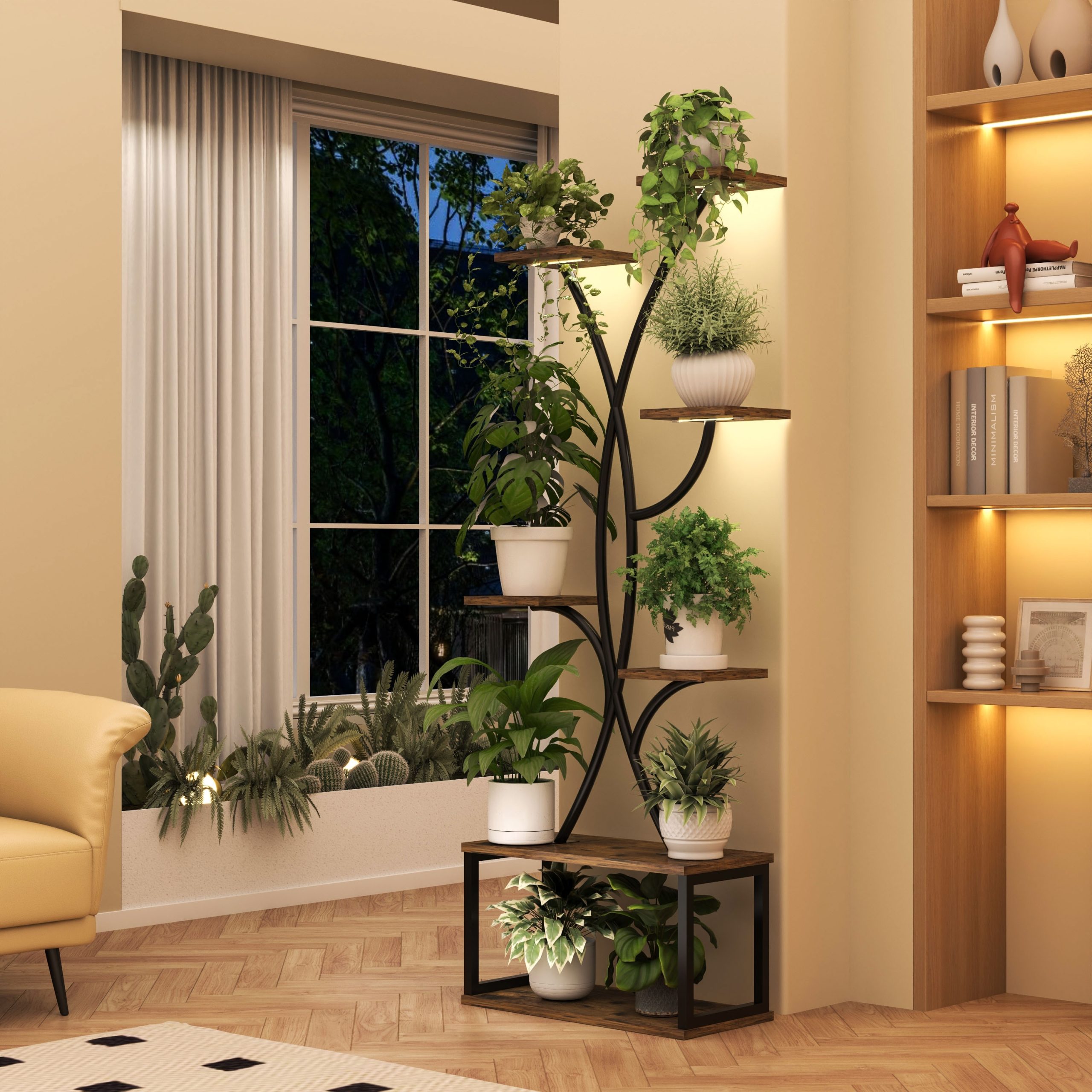 Plant Stand Indoor with Grow Light 7 Tiered Plant Shelf Indoor 56' Corner Plant Stands for Indoor Plants - Bed Bath & Beyond - 42857887