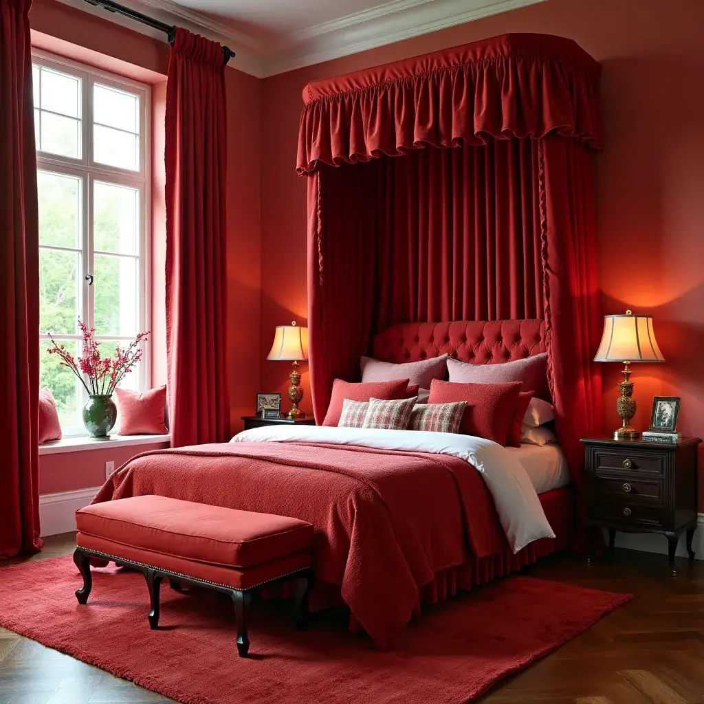 Red Bedroom Set Ideas - HomeDesignsAI