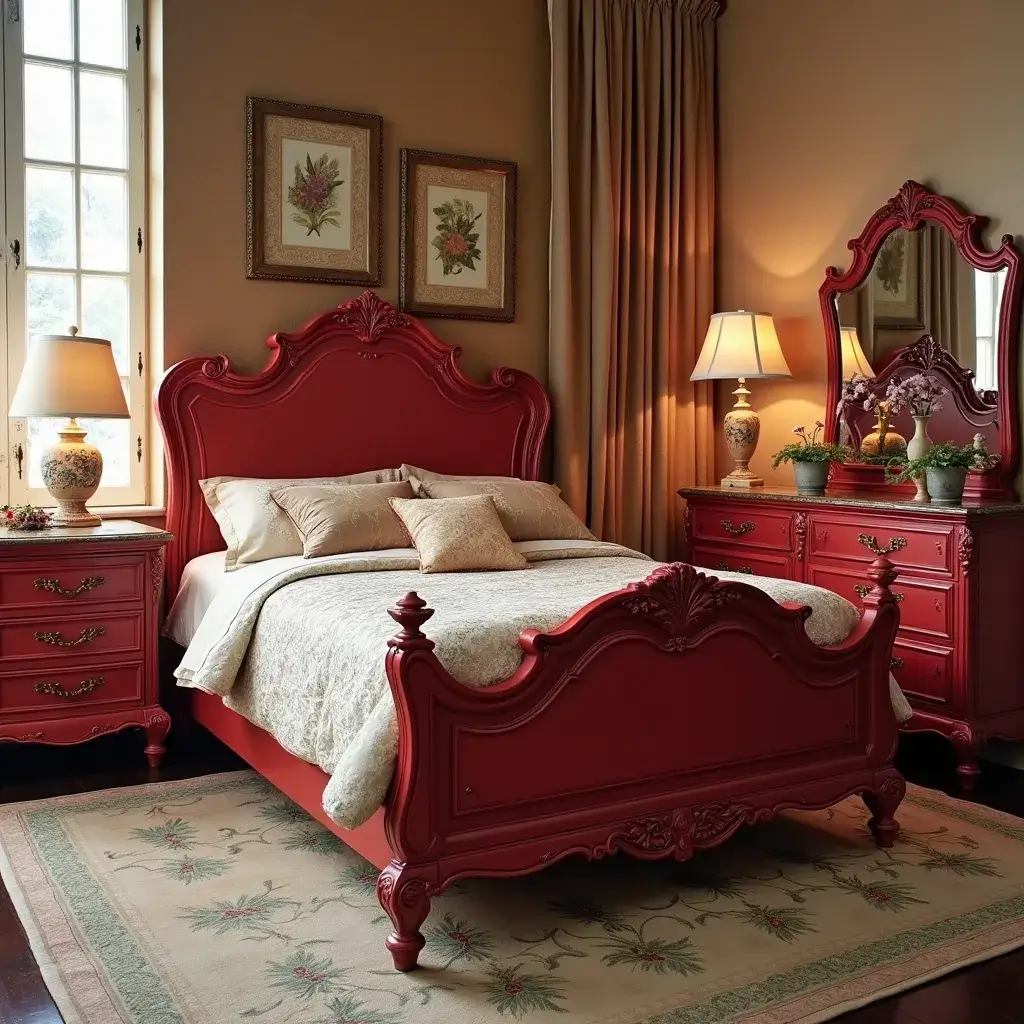 Red Bedroom Set Ideas - HomeDesignsAI
