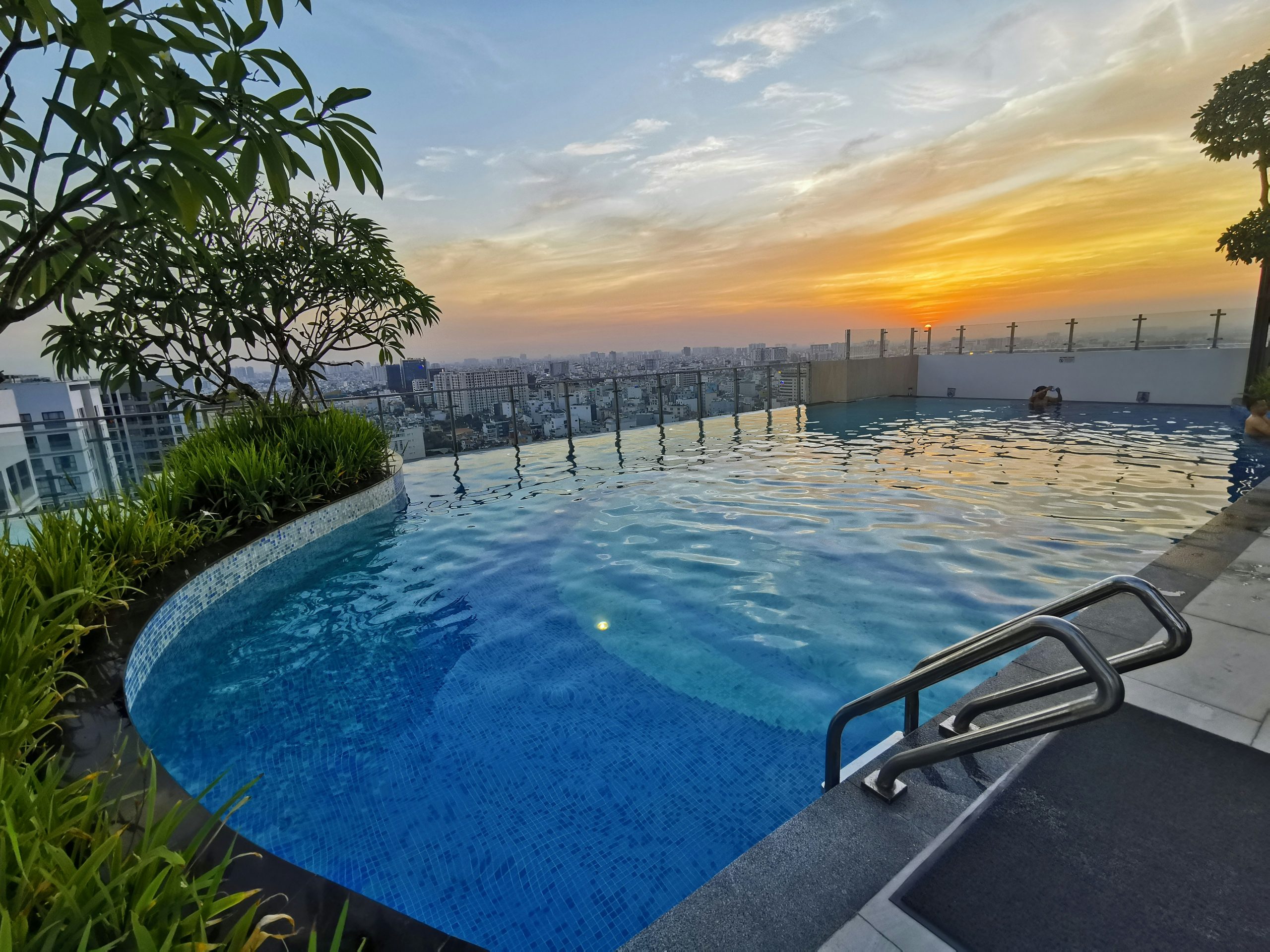 Sunset over Rooftop Infinity swimming pool