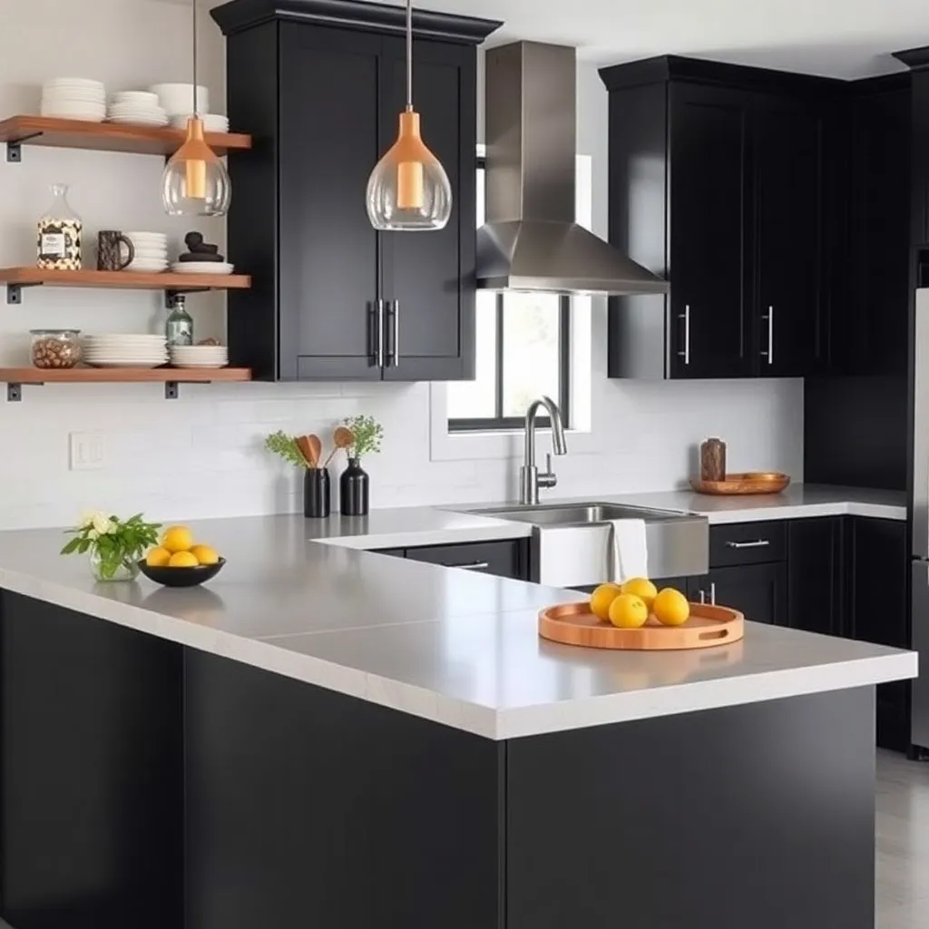 The Countertops For Kitchen With Black Cabinets - Pelican Cabinets & Remodeling