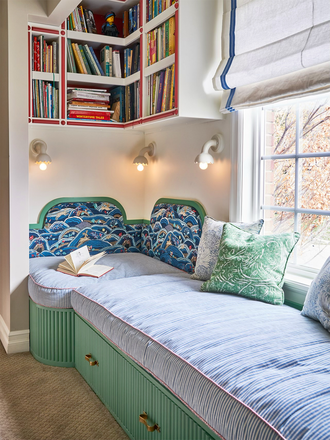 There's No Better Use for an Awkward Stair Landing Than This Do-It-All Reading Nook | domino