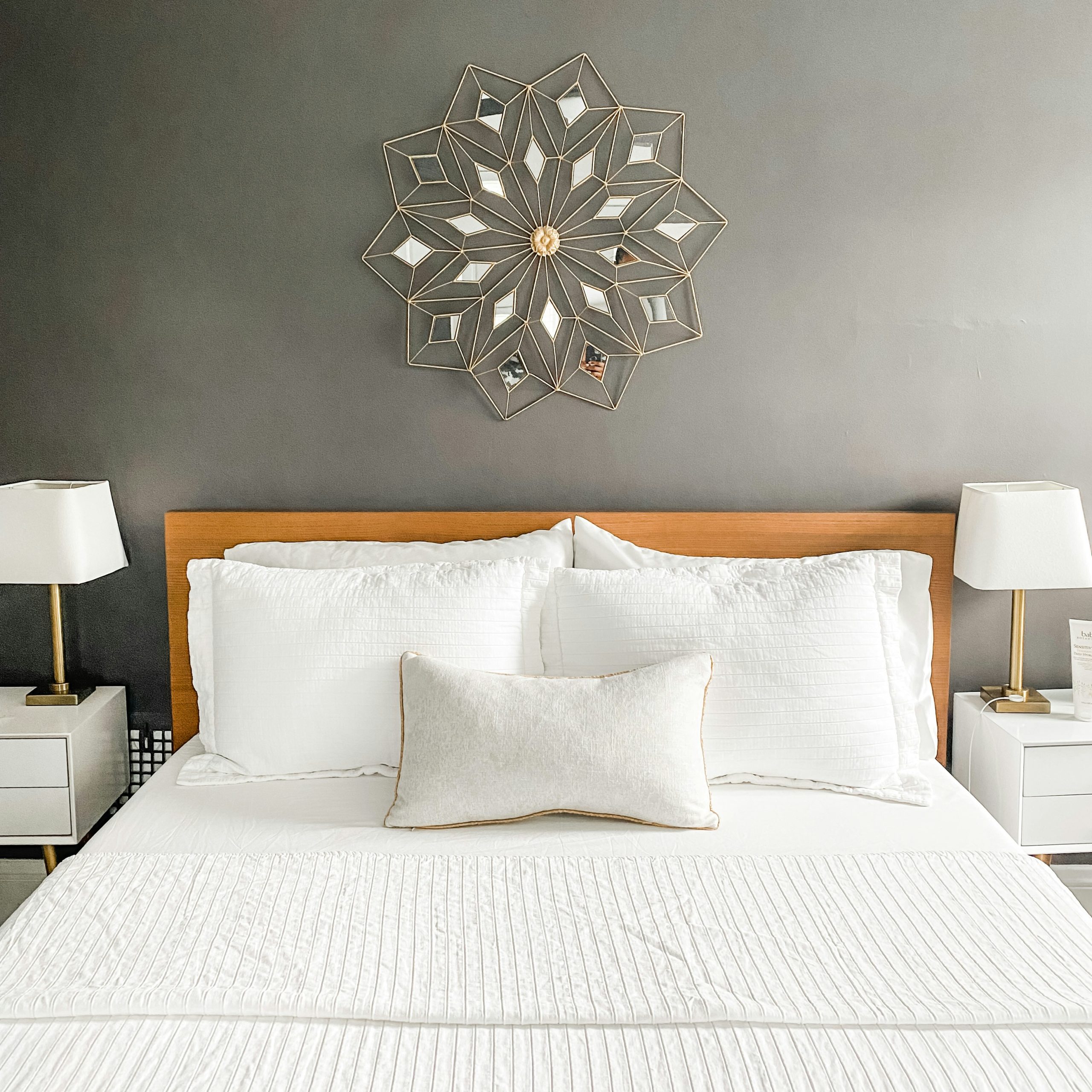 White and gray bedroom