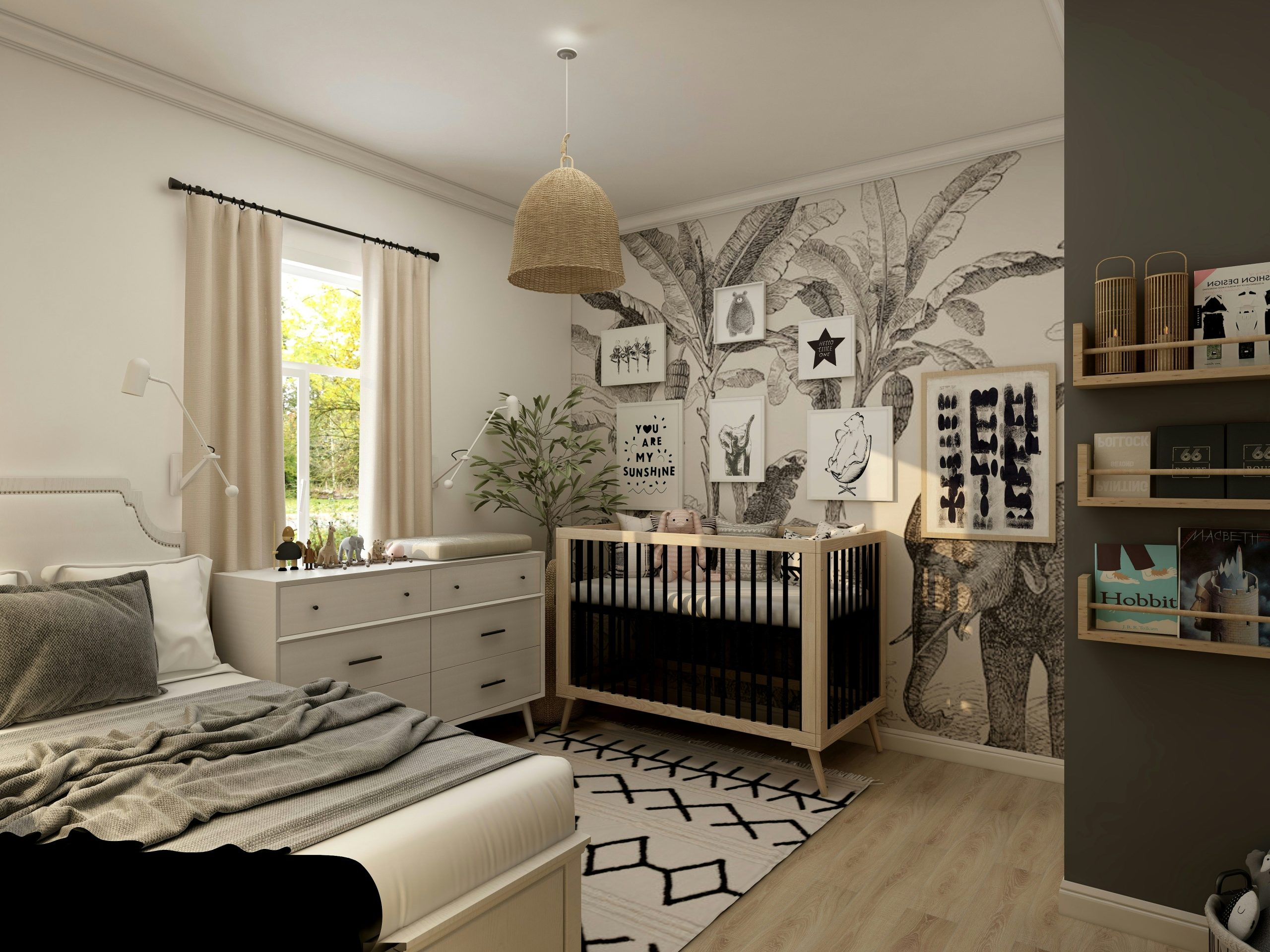 white wooden bed frame with white bed linen