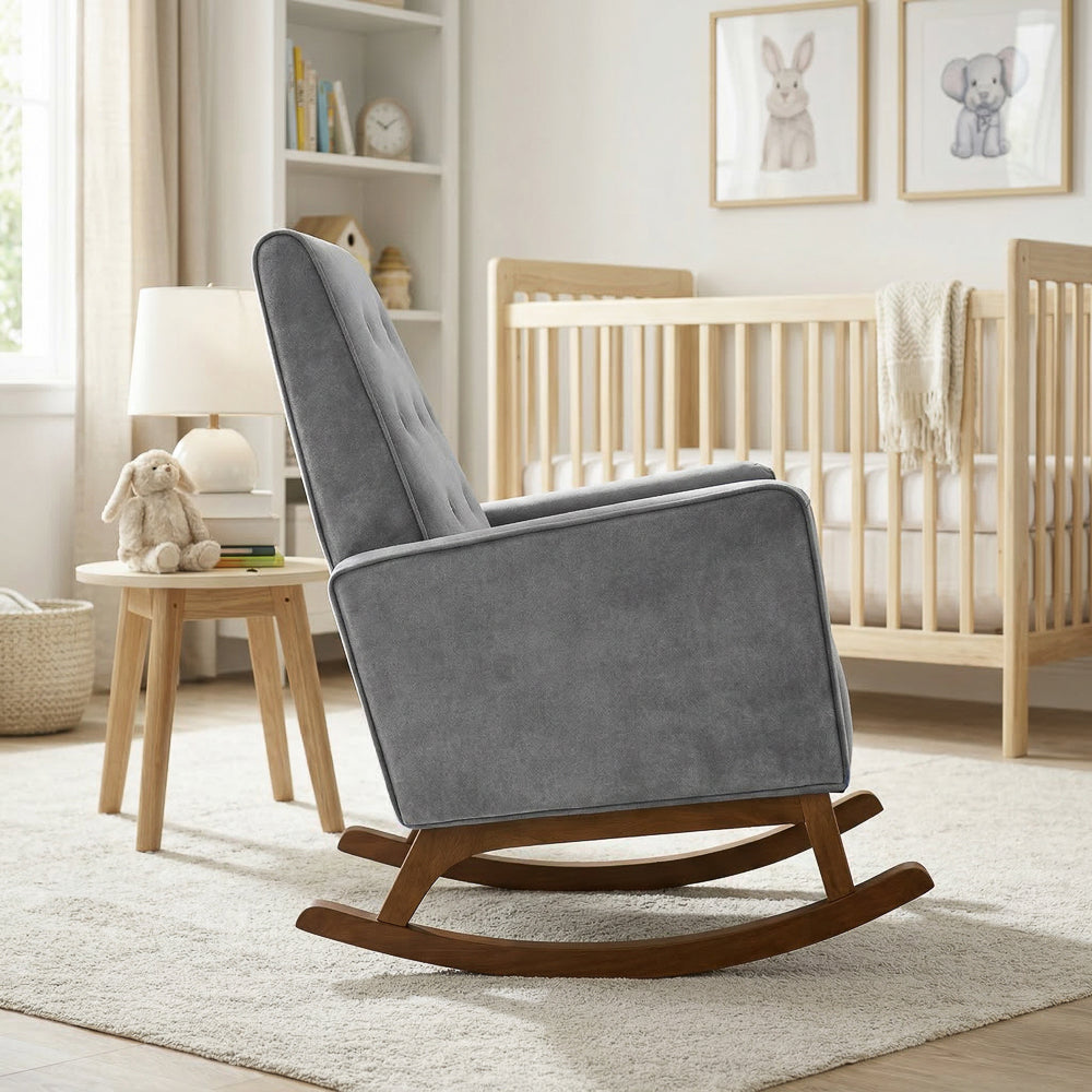 Windsor Rocking Chair | Grey Microfiber & Performance Modern Seating | MidinMod