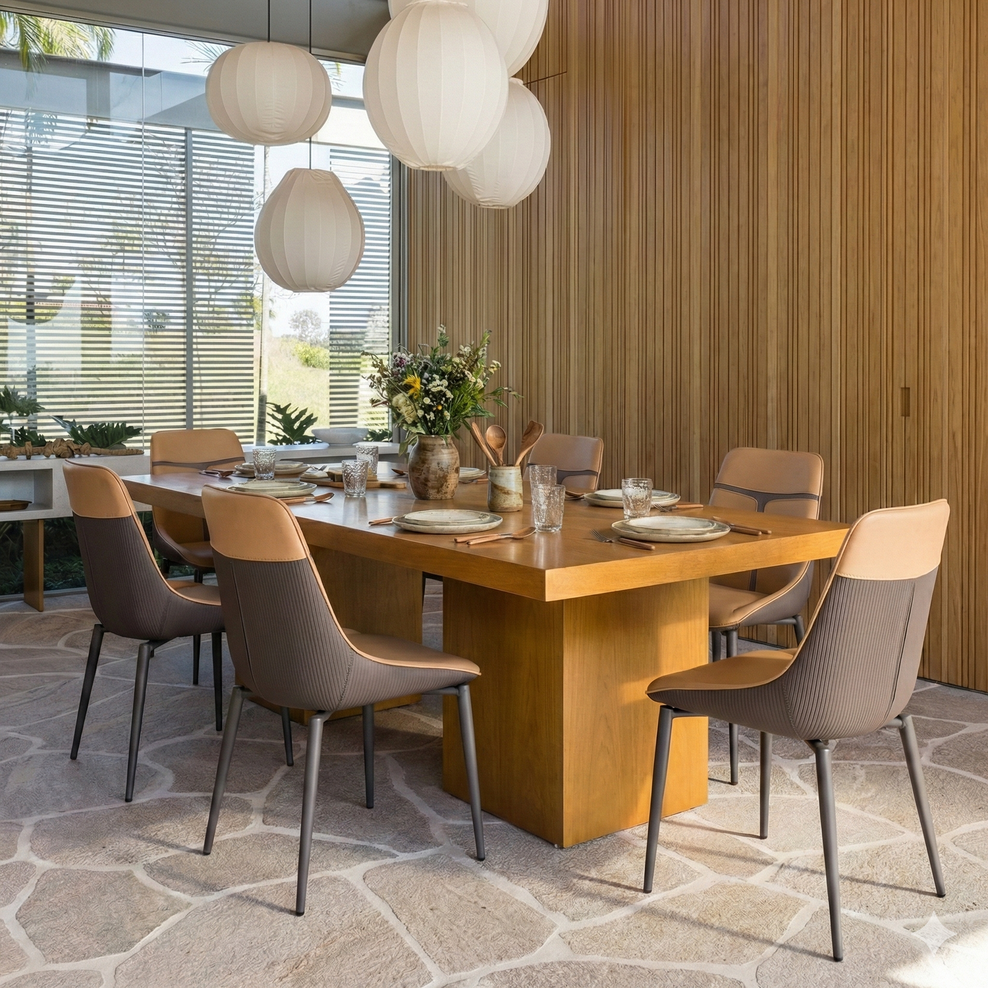 Yellow Modern Dining Chair with Leather Cushion Set of 2|Eureka Ergonomic