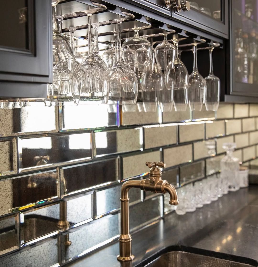 13 Kitchen Backsplash Ideas for 2026 That Replace Flat Tile With Mirror Surfaces