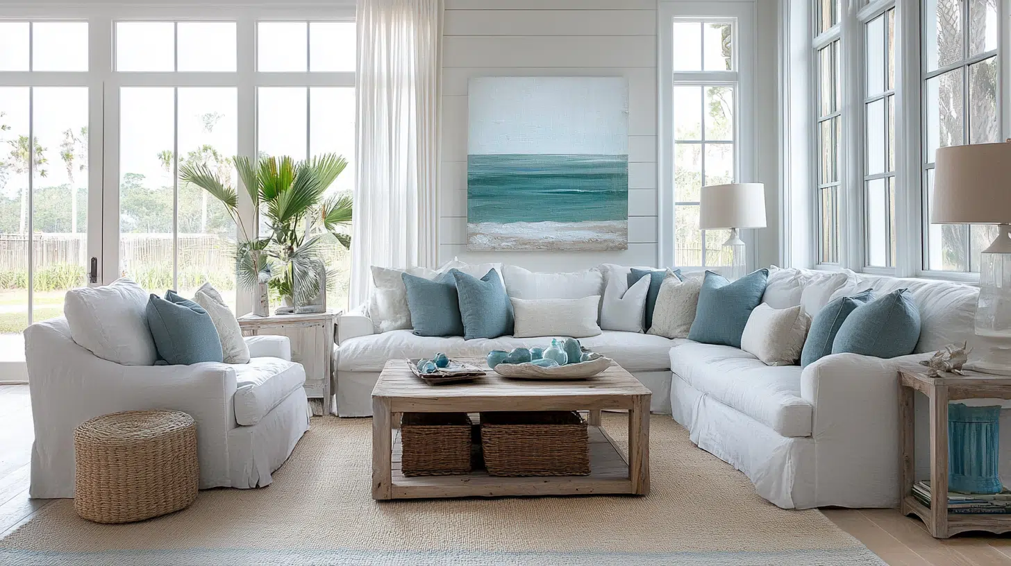 44 Neutral Coastal Living Room Ideas You'll Love - Enthralling Gumption