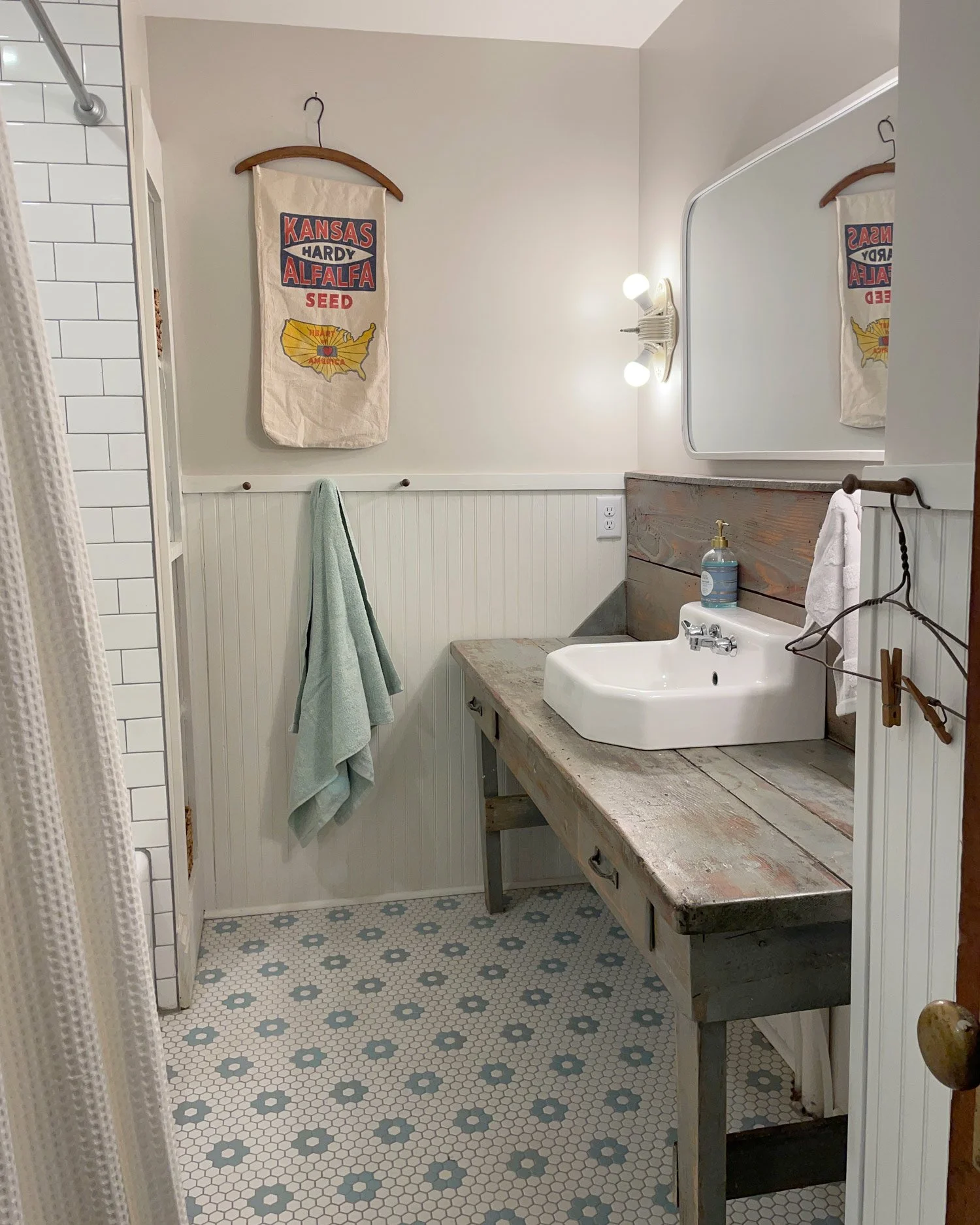 A cute vintage farmhouse bathroom update — Susan Geiger Art