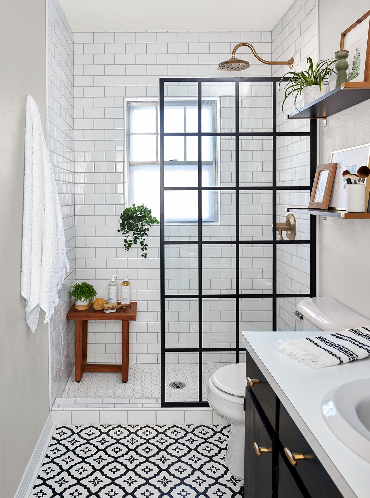 A Small Bathroom Makeover Delivers with a Sleek Shower and DIY Touches