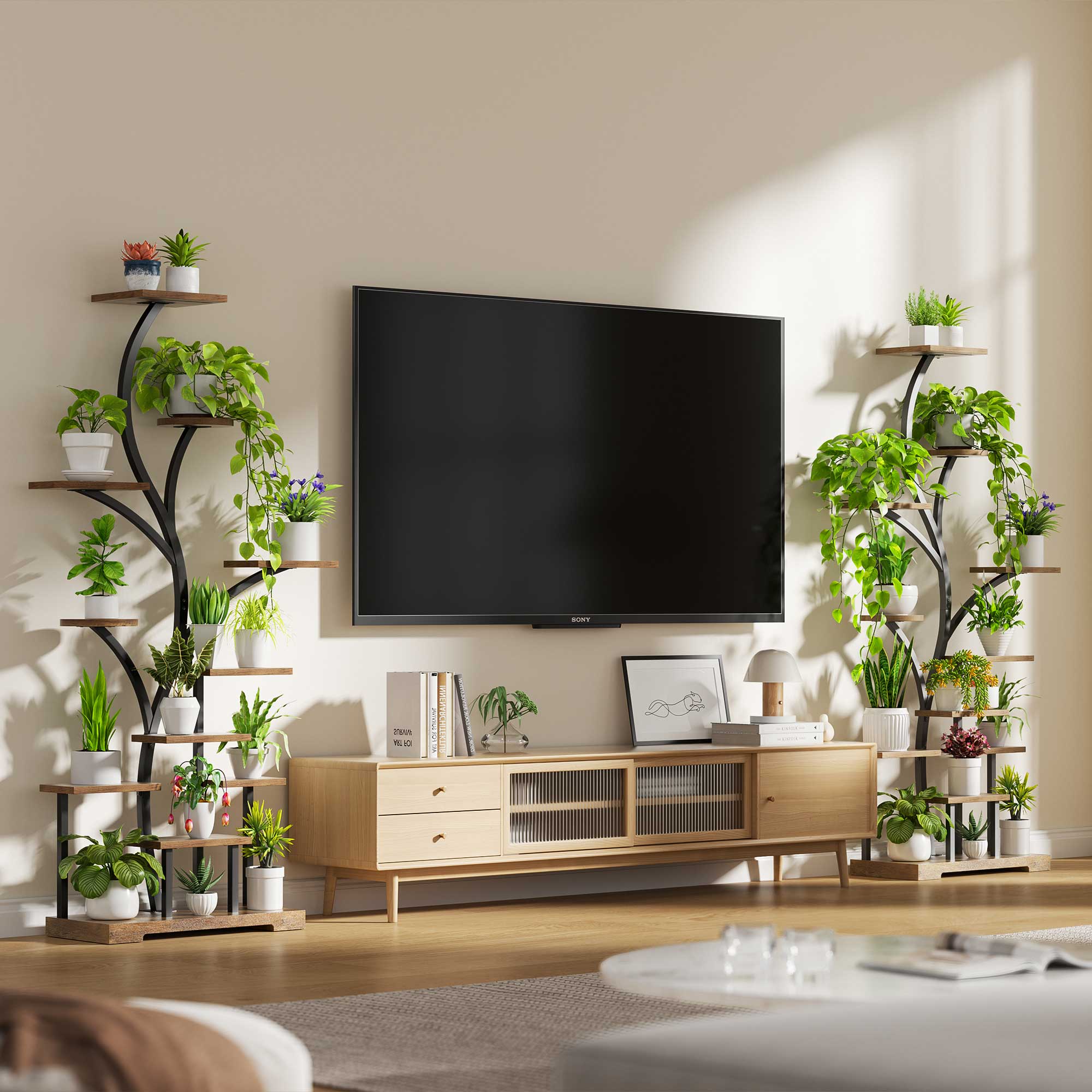 Belleze 63' Indoor Plant Stand with Grow Lights