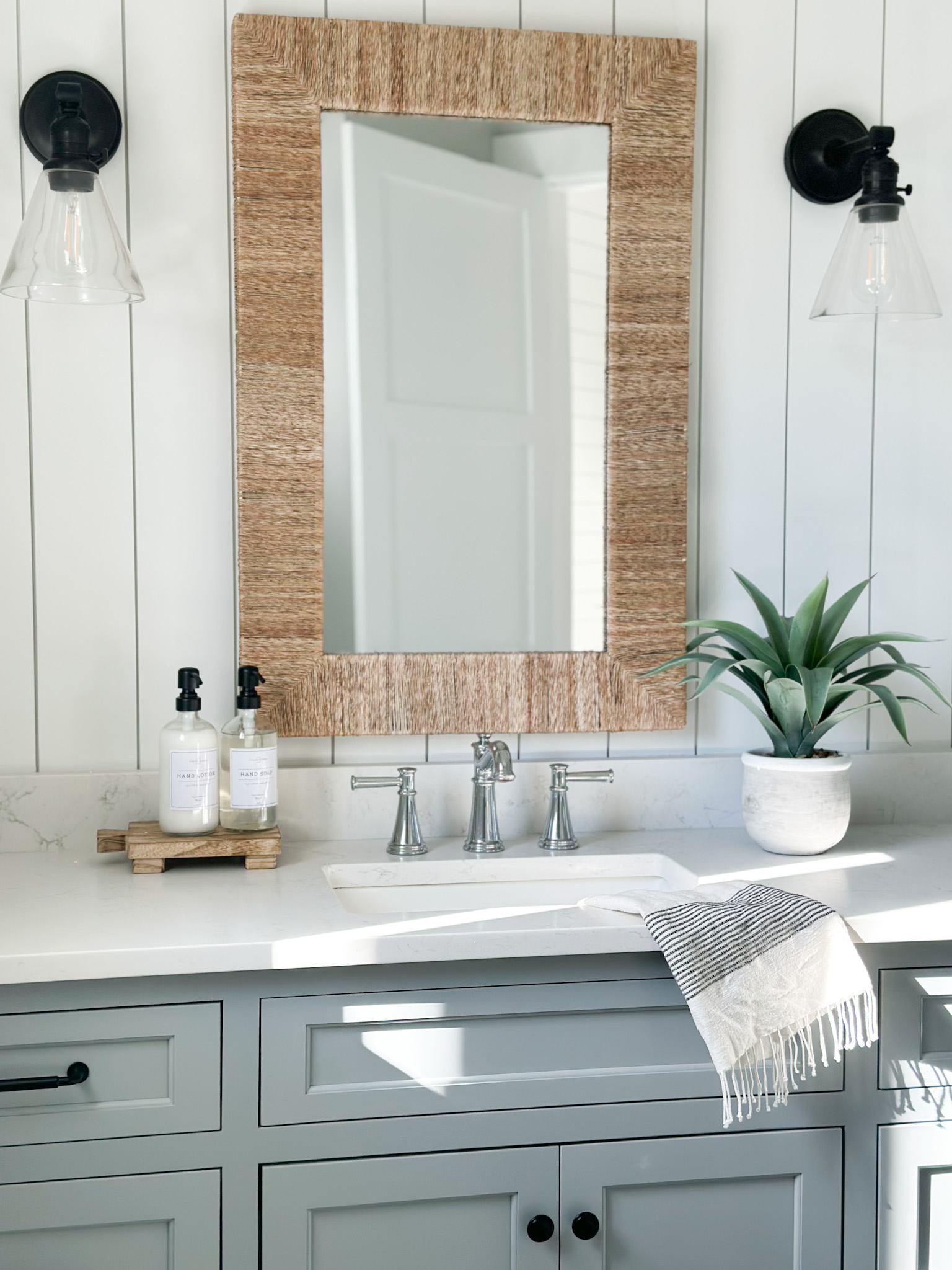 Coastal Farmhouse Bathroom Inspiration - CASS Design Co.