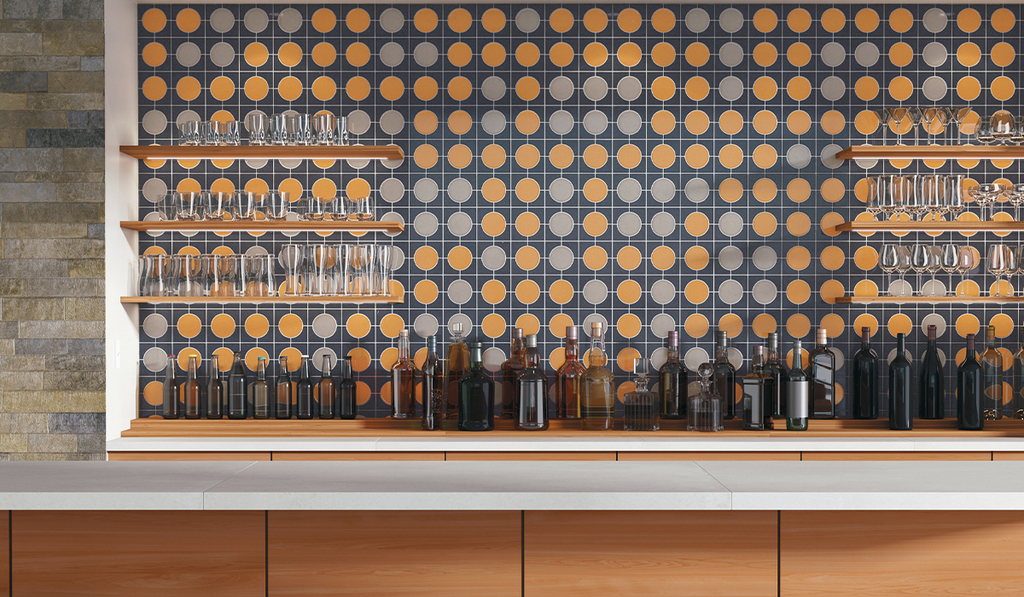 Crossville Cursive Tile bar backsplash | Crossville