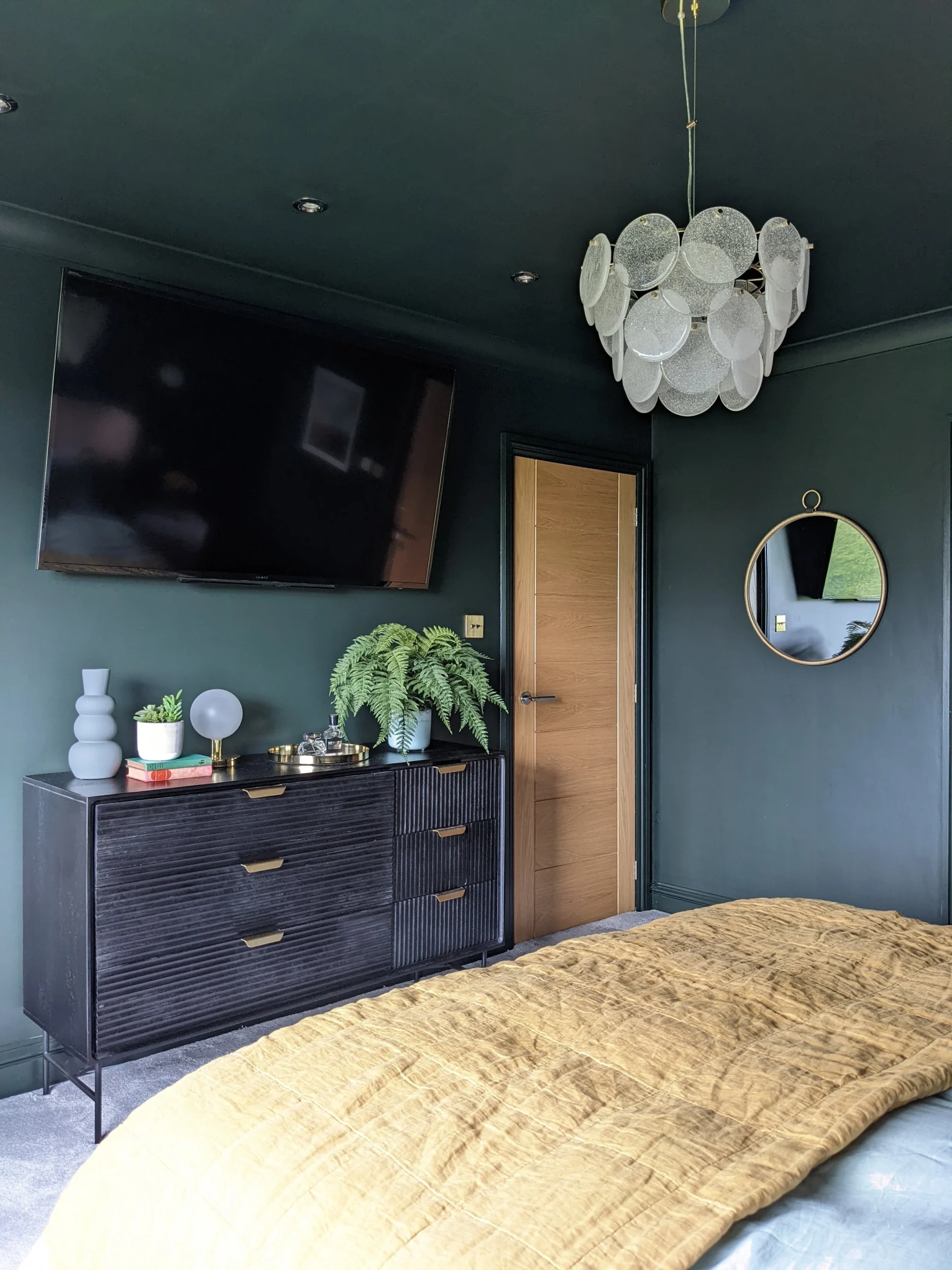 Dark Green Panelled Bedroom - Final Reveal