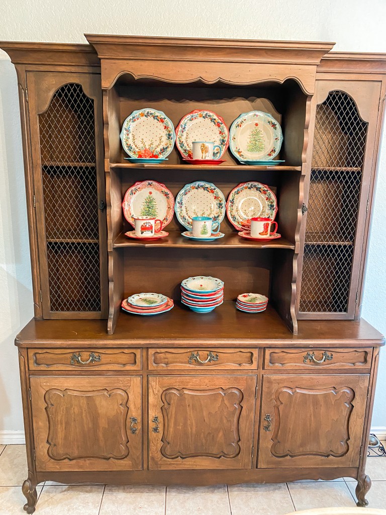DIY China Cabinet Makeover: Vintage Farmhouse Blue - Tina Schoenfeldt