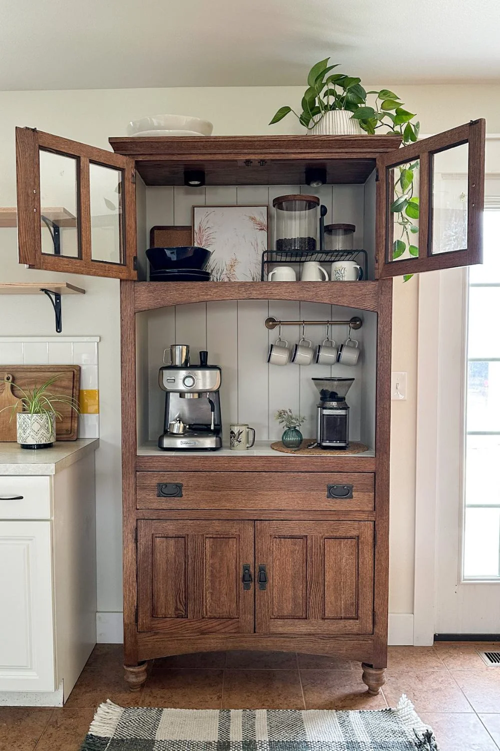DIY Coffee Bar Cabinet from a FB Marketplace Hutch | Tylynn M