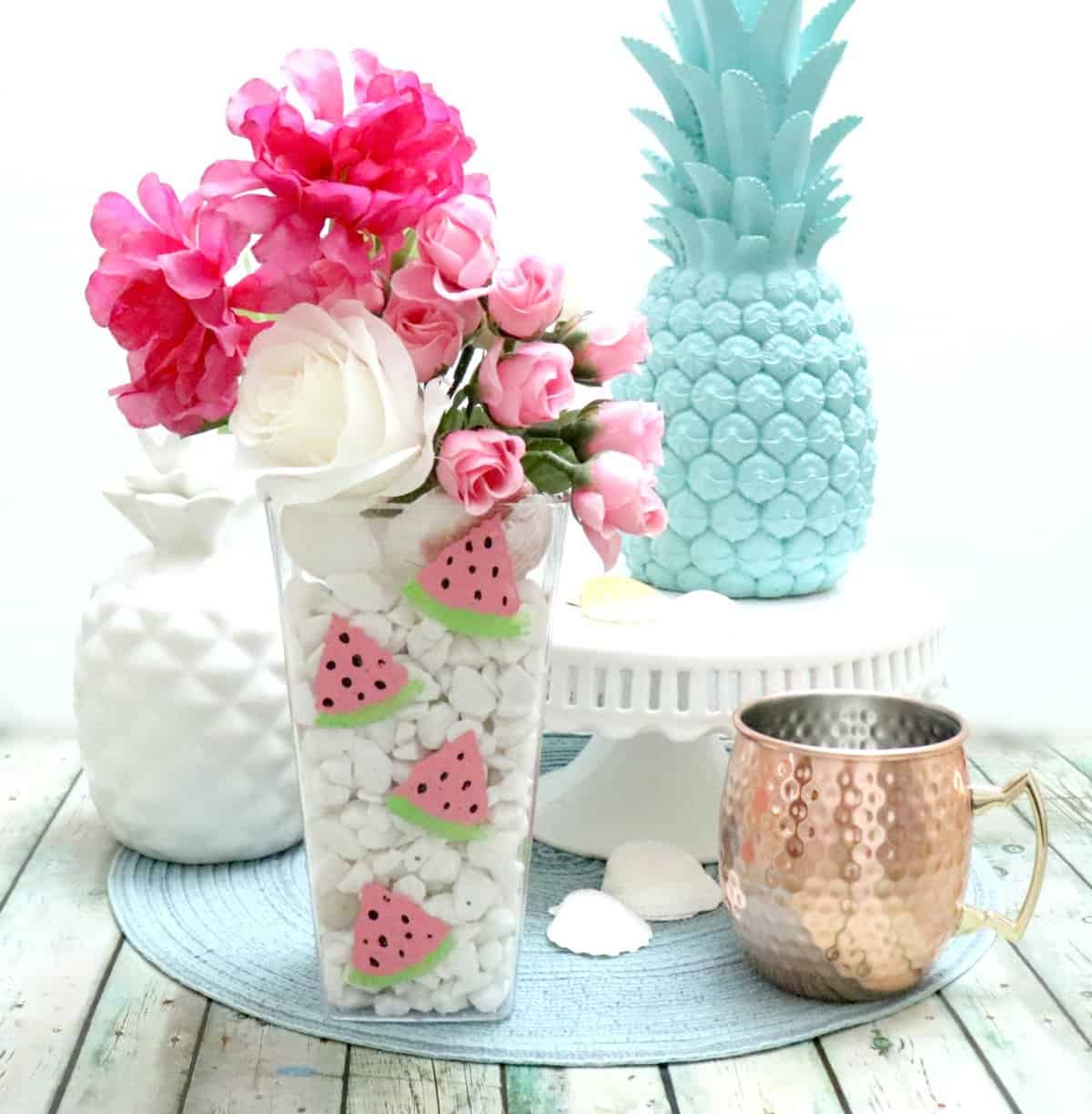 Dollar Store Watermelon Vase - Creative Ramblings