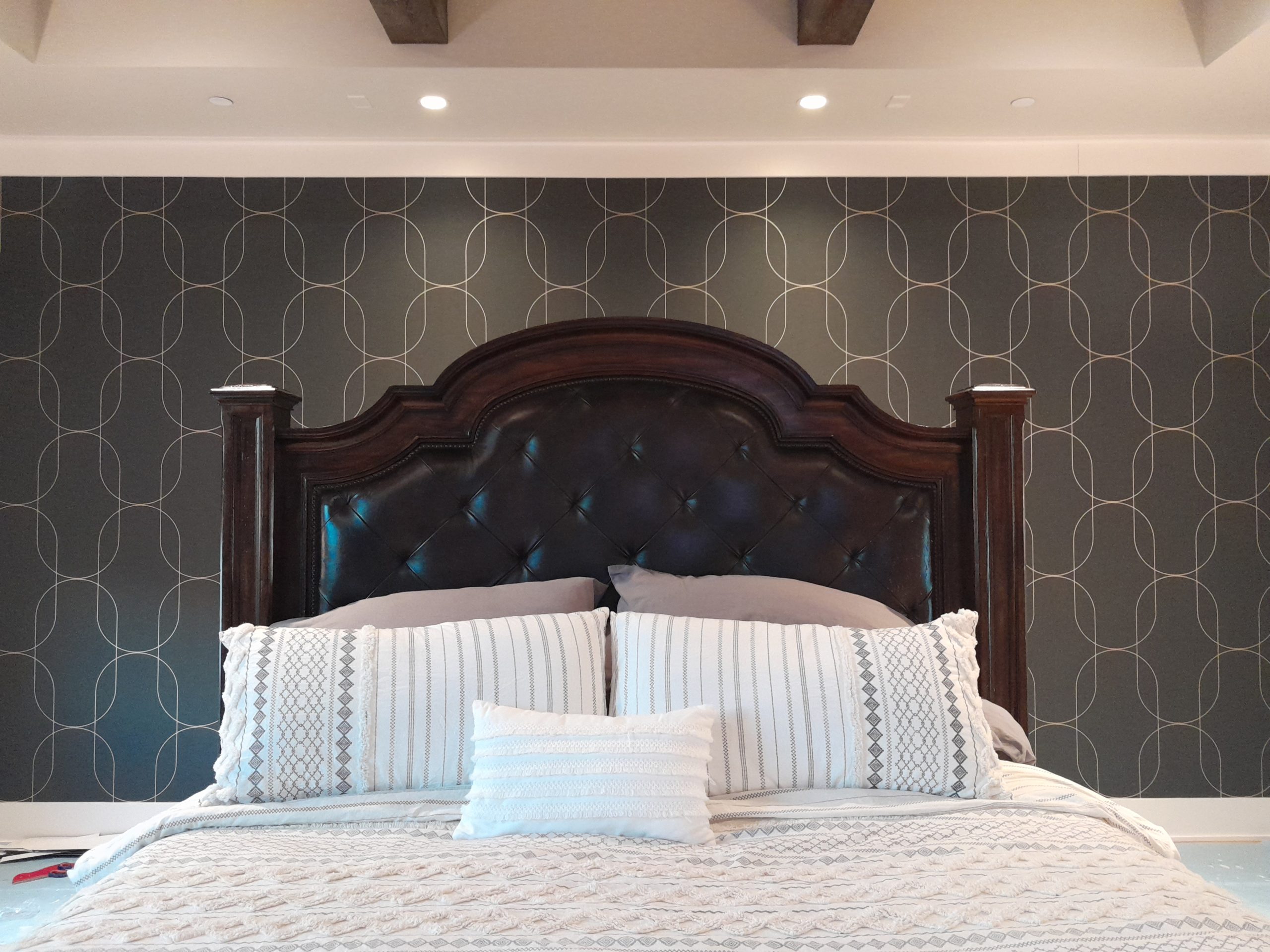 Intertwined Ovals on Master / Primary Bedroom Accent Wall | The Wallpaper Lady's Blog