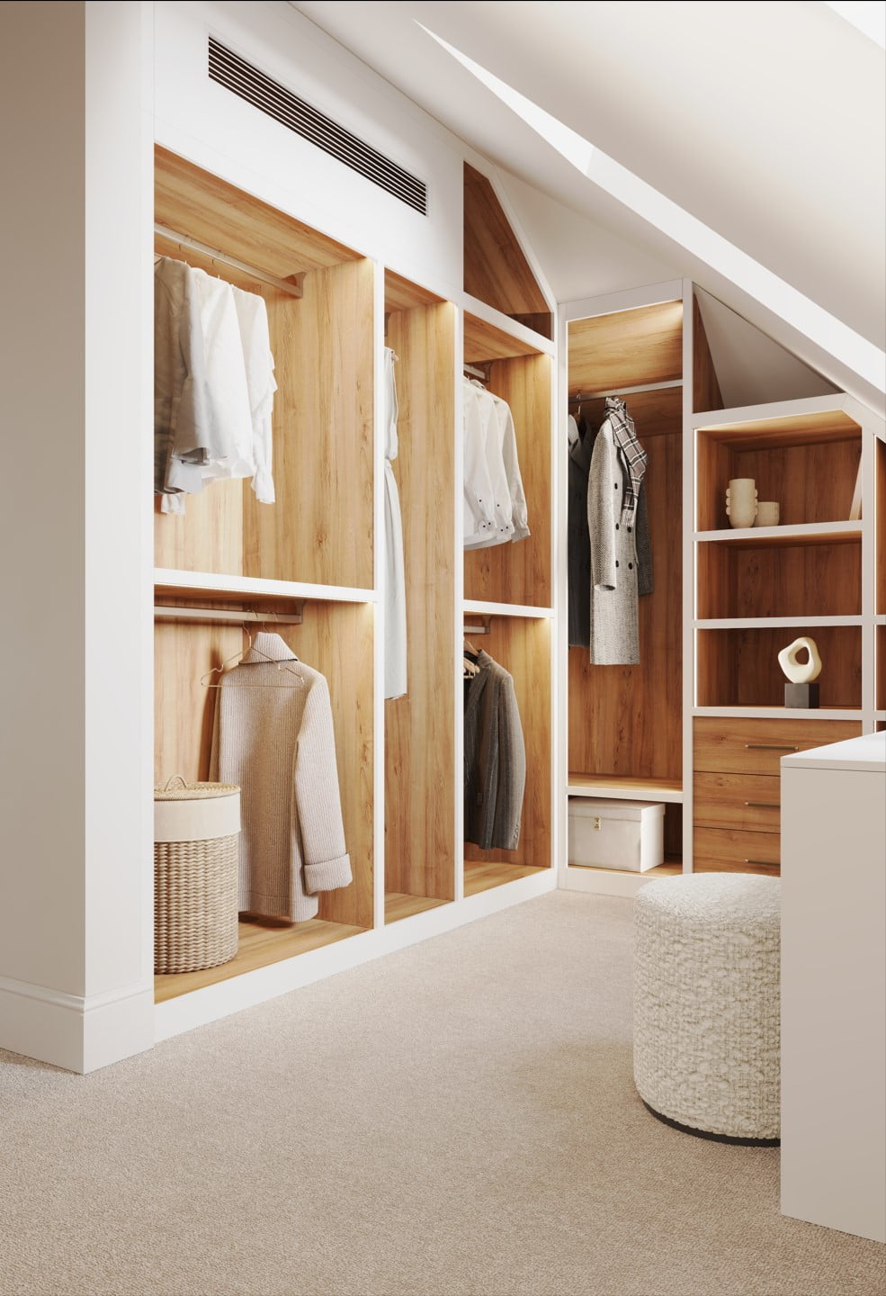Loft room walk in wardrobe made to measure London sloping ceiling